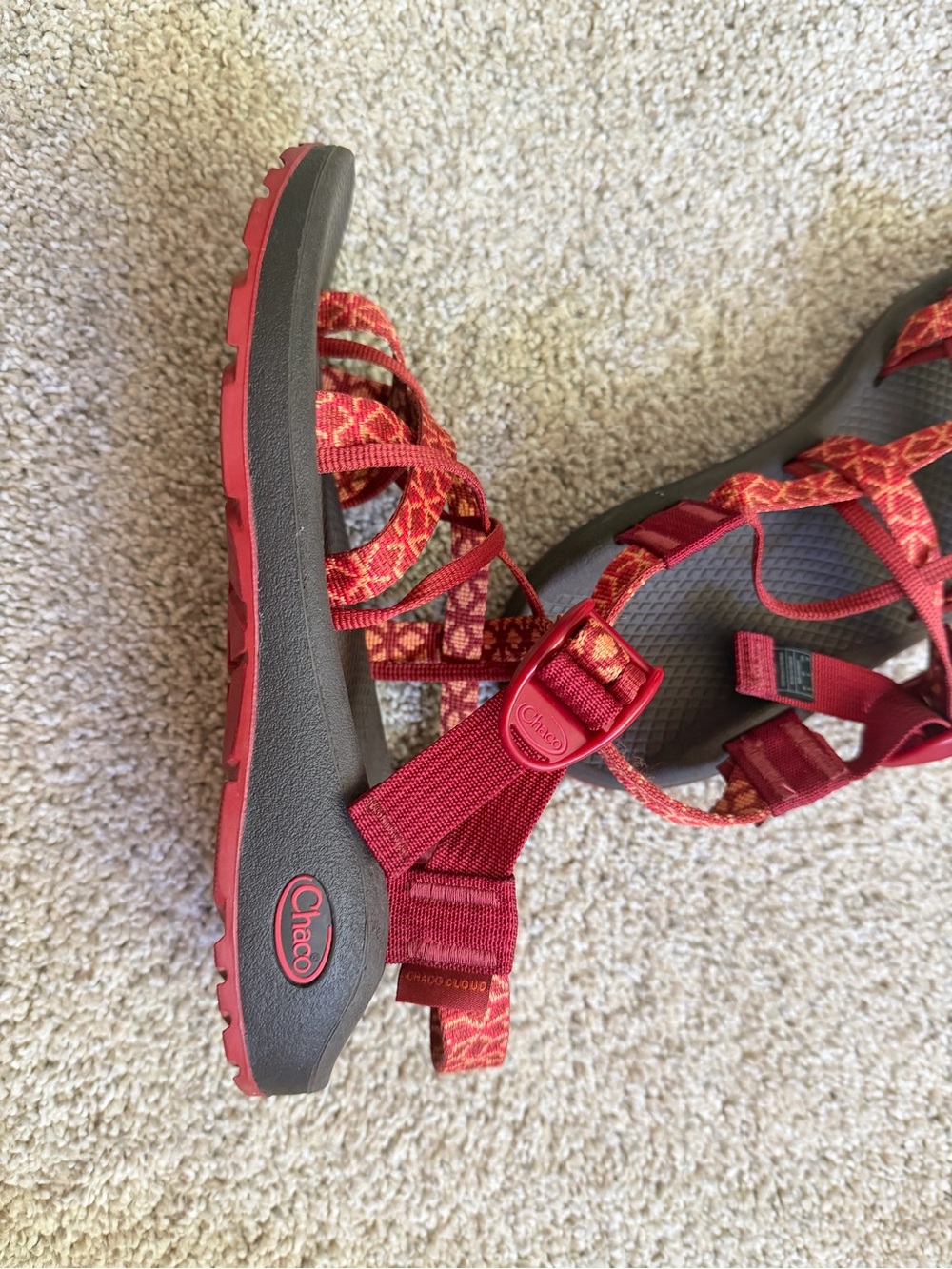 Chaco Red and Gray Women's Sport Sandals - Picture 2 of 4